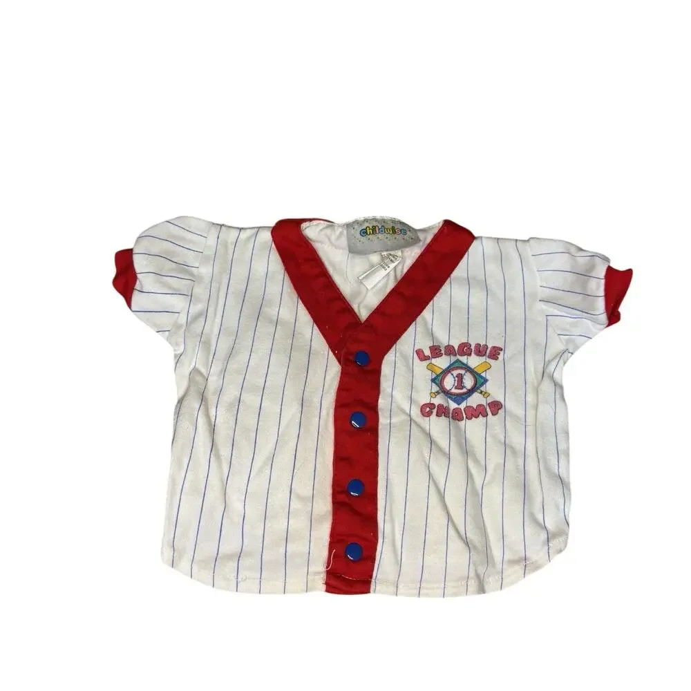 Vintage 90s Childwise Baby Boy Baseball 2-Piece Outfit Set Size 6-9 Months